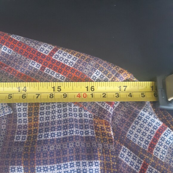 ETRO 39 SZ M Lightweight Cotton Men's Button Up Shirt, Red, Gold, Tan & Navy - Picture 12 of 15